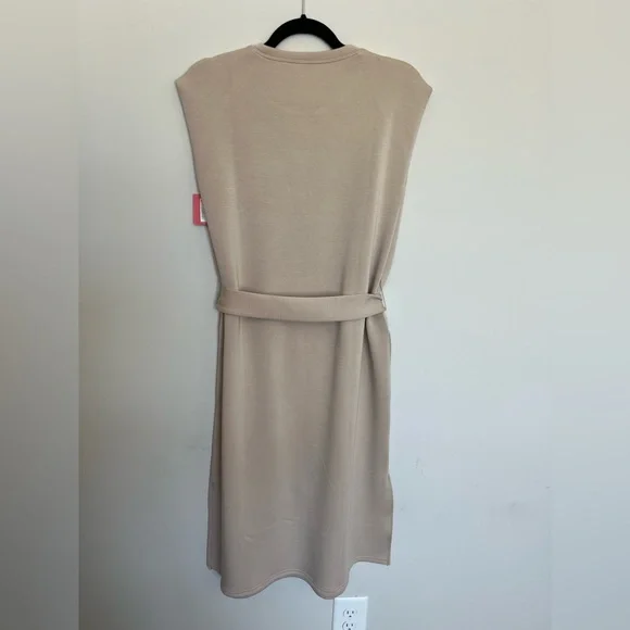 SPANX AirEssentials Tank‎ Dress Tahini Scuba Knit Sleeveless Belted NWT Size L - Picture 6 of 8